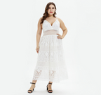 Solid Color Lace Panel Spaghetti Strap Dress