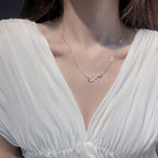 Korean Rose Pendant Cat Eye Necklace
