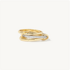 Stainless Steel Zircon Linked Trinity Ring