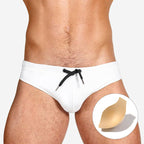 Men's White Swim Briefs with Push-Up Pad