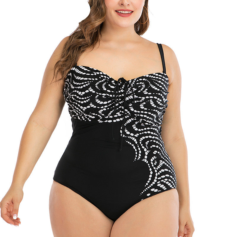 Plus Size Printed Ruched One-Piece Swimsuit
