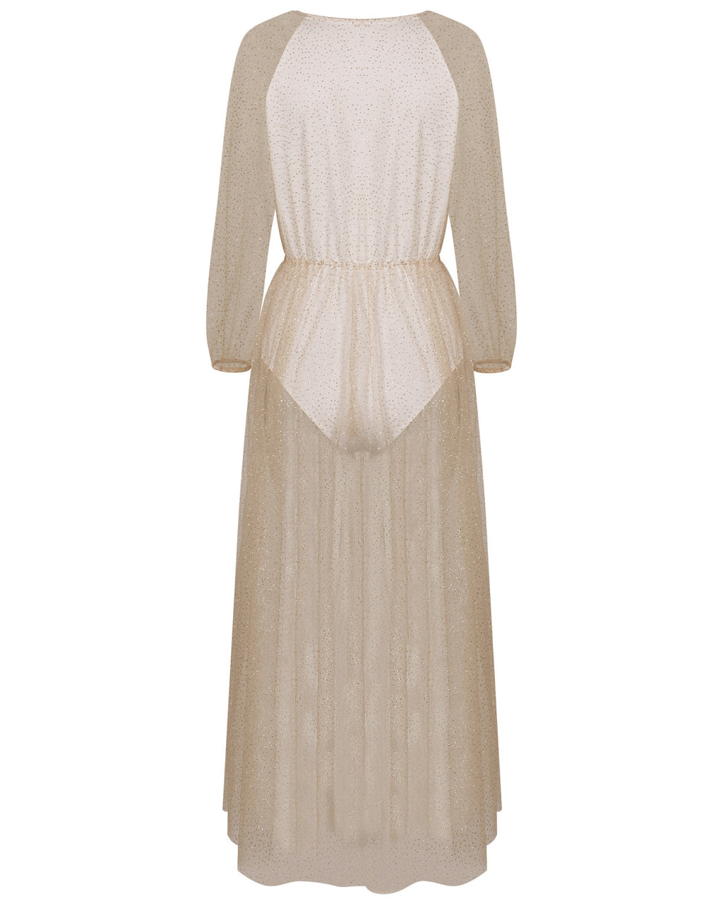 Sheer Sequin Long-Sleeve Beach Cover-Up