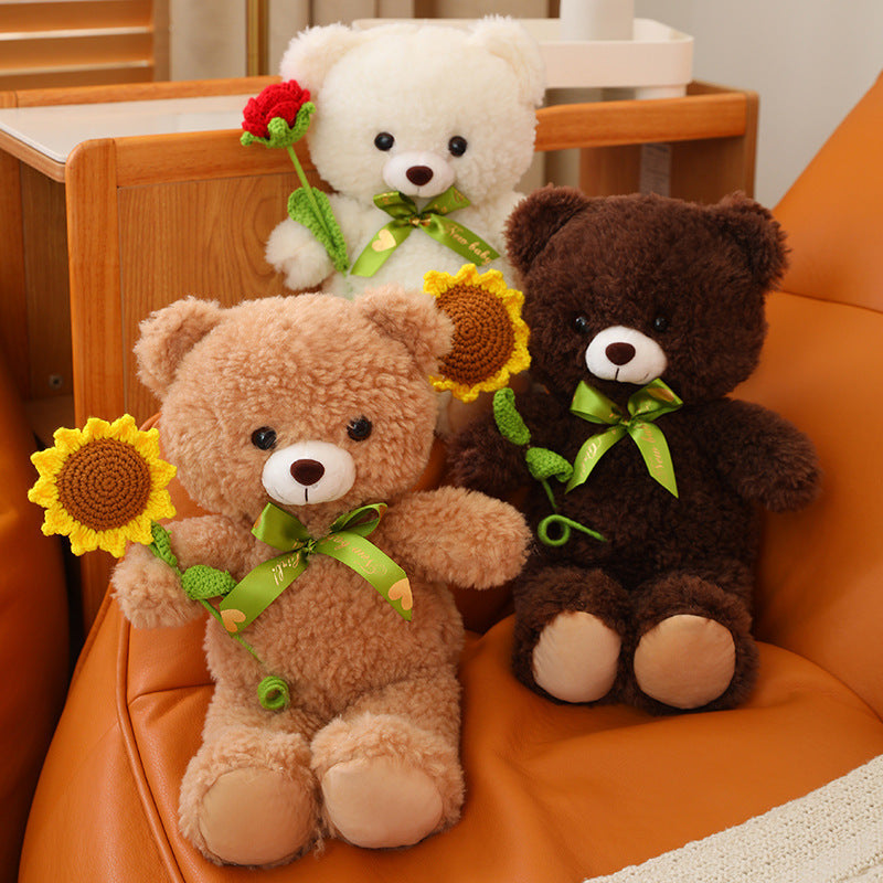 Cute Teddy Bear Plush Toy with Rose - Valentine Gift | Home Decor
