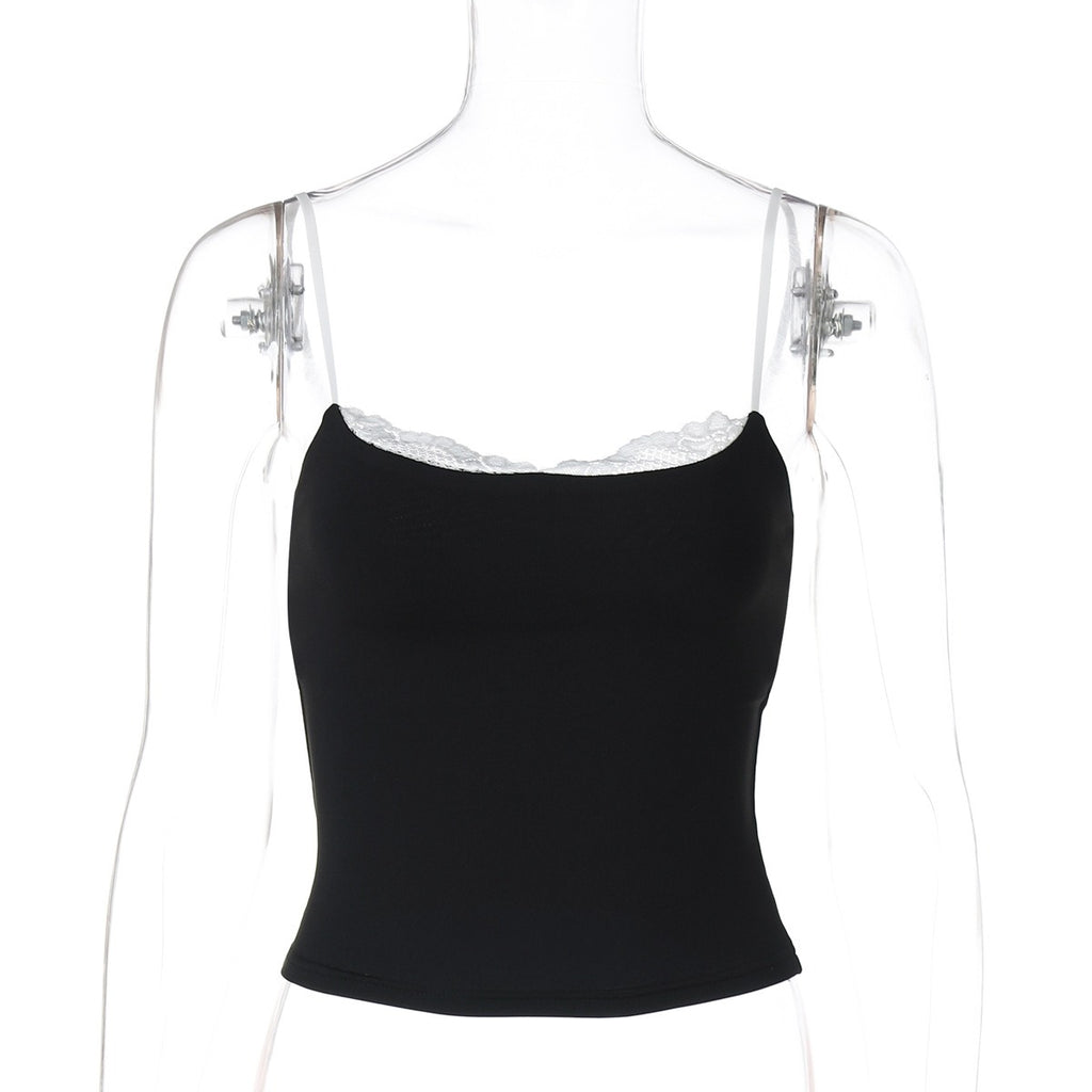 Summer Lace Trim Camisole Tops