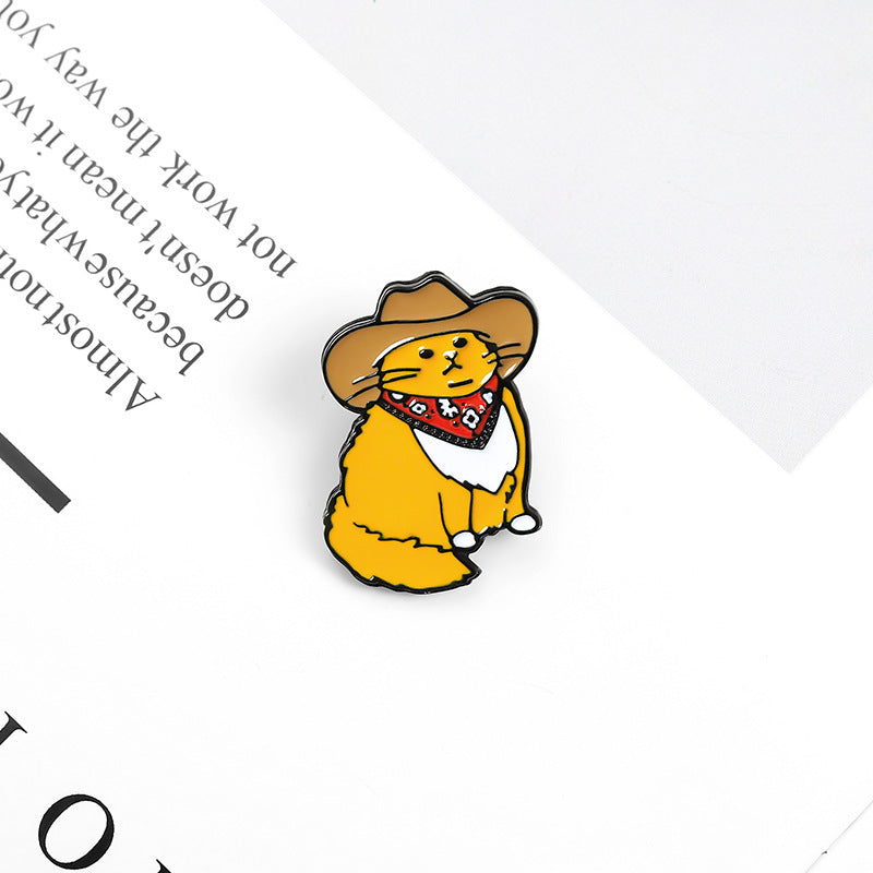 Cowboy Cat Enamel Pin Brooch