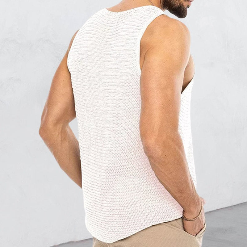 Men's Summer Knit Sleeveless Tank Top - Breathable Style