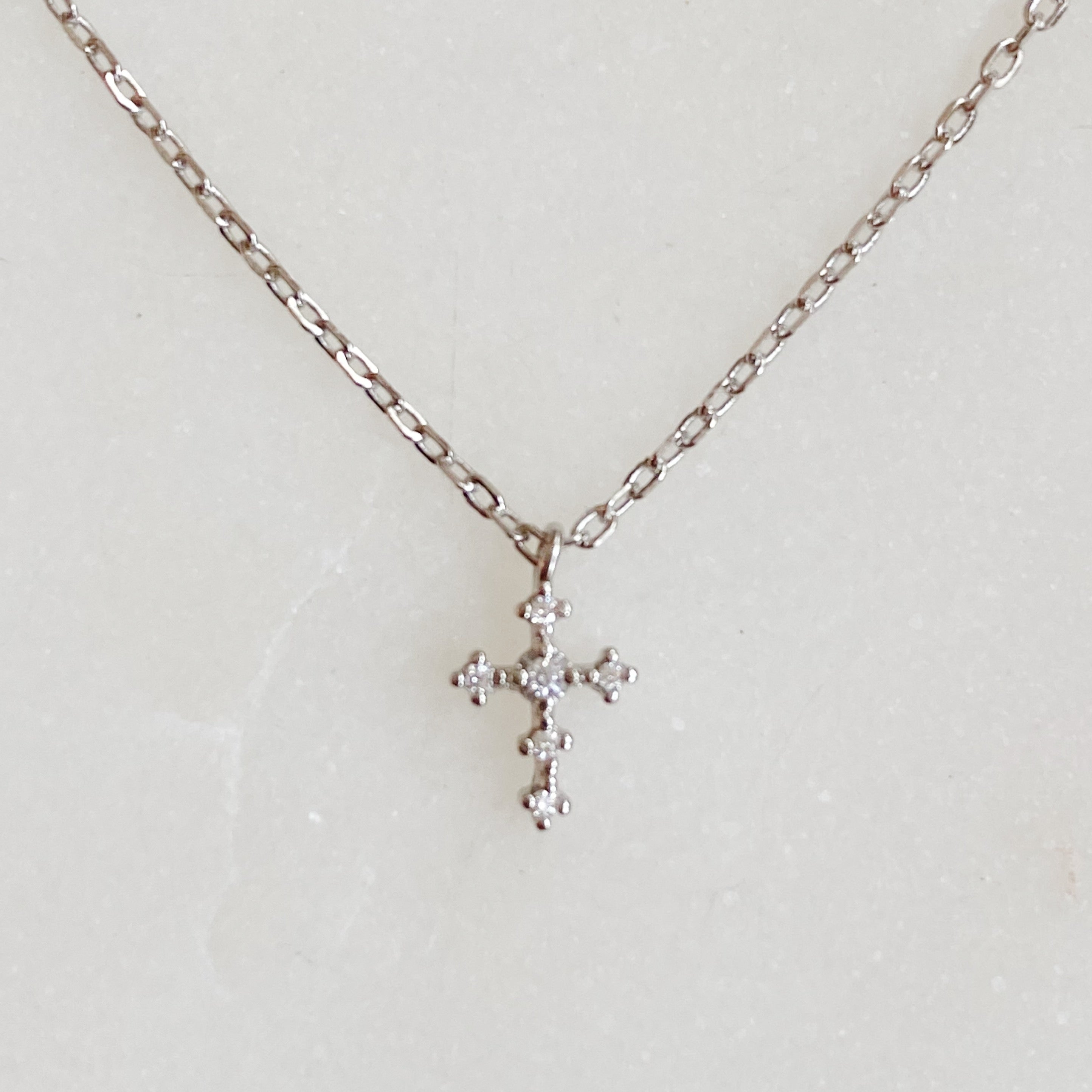 Dainty CZ Cross Pendant Necklace