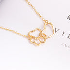 Heart and Paw Pendant Hollow Collarbone Necklace