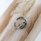 Vintage Distressed Leather Couple Rings with Cross Chain