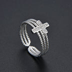 Adjustable Multilayer Zircon Cross Ring