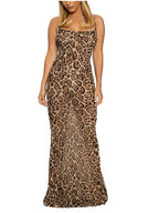 Women's Leopard Print Bodycon Maxi Dress