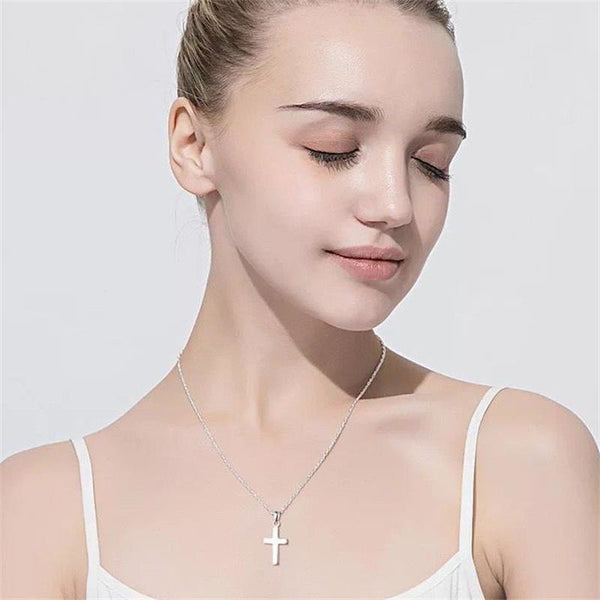 Silver Plain Cross Pendant Necklace