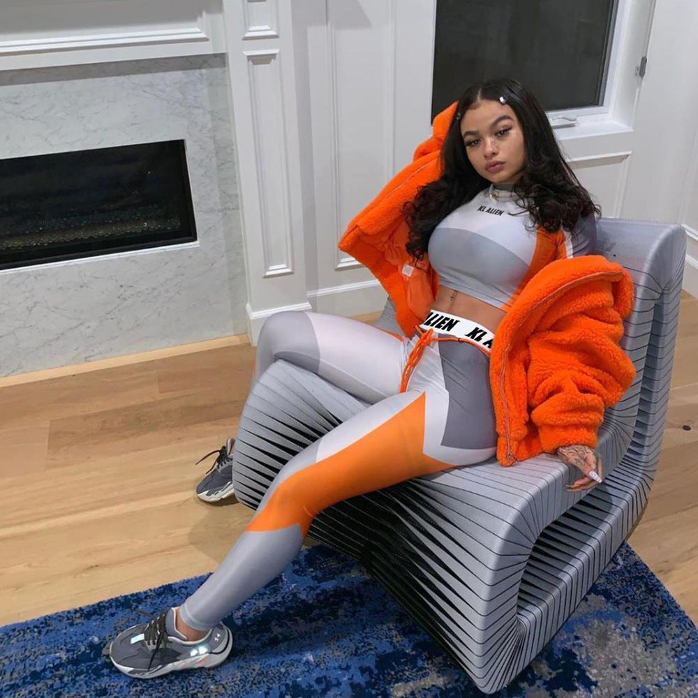 Kliou Women's Long Sleeve Crop Top & Leggings Set
