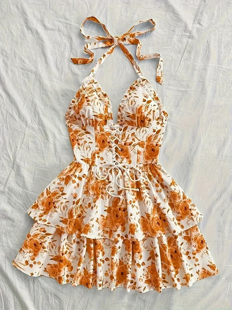 European & American Floral Camisole Dress