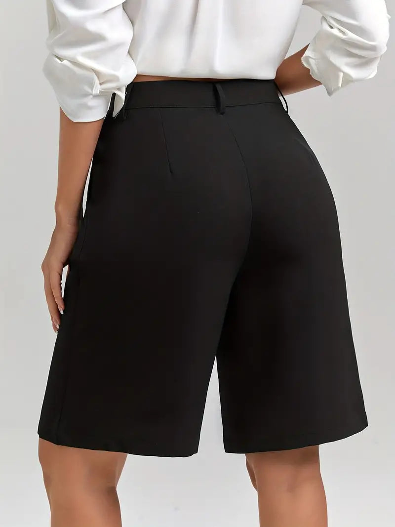Knee-Length Women's Casual High Waist Suit Shorts (1pc)