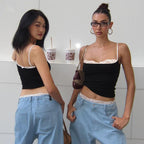 Summer Lace Trim Camisole Tops