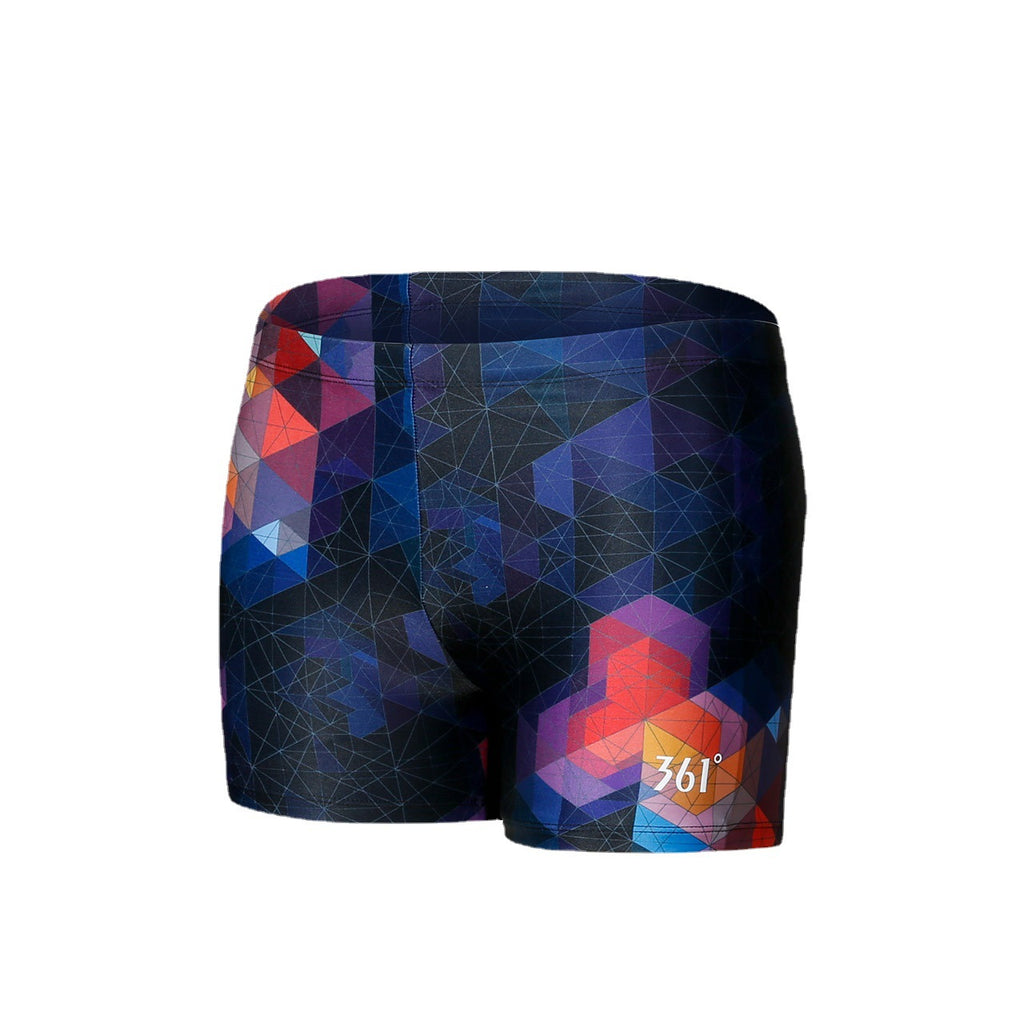 Men's Quick-Dry Geometric Boxer Swim Trunks