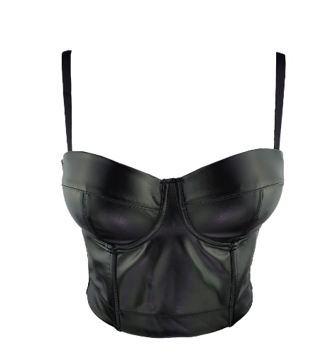 Fashionable Black PU Leather Tank Top for Women