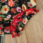Summer Girls' Short Sleeve Top & Floral Shorts Set