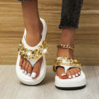 Chain Slippers Summer Thong Sandals with Platform