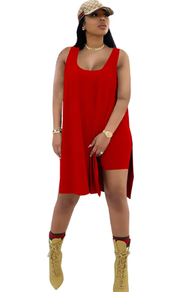 Solid Color Tank Top & Shorts Set