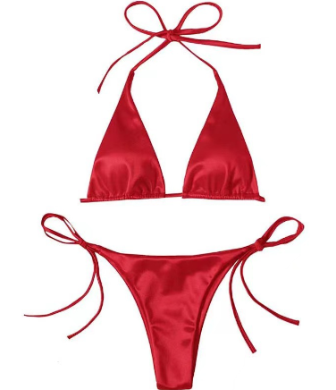 Metallic Underwire High-Cut Bikini Set