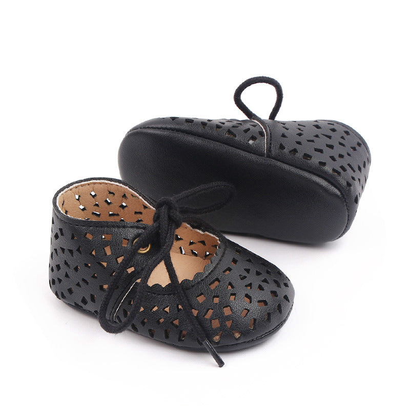 Elegant Leather Baby Baptism Walking Shoes with Rubber Soles | Footwear