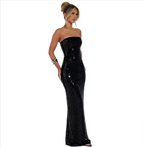 Strapless Backless Bodycon Maxi Dress with Side Split