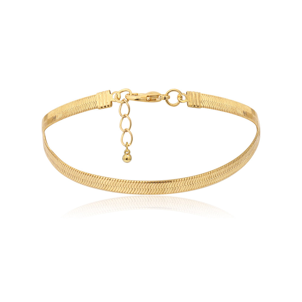 Gold Herringbone Flat Chain Bracelet