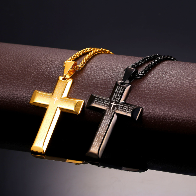 Cross Necklace with Bible Verse Design