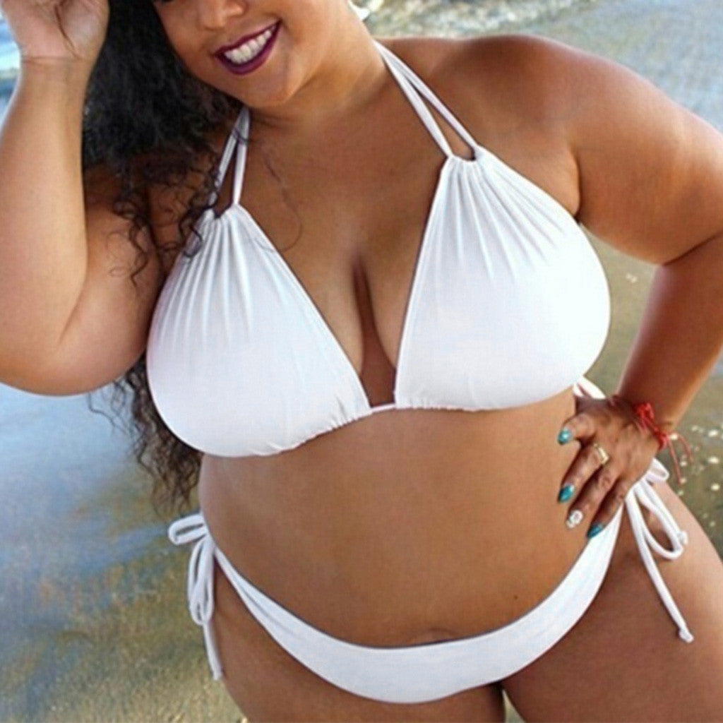 Women's Plus Size Black Halter Bikini Set