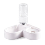 Corner Pet Feeding Bowl with Automatic Water Dispenser, 2-in-1 Food and Gravity Water Bottle Station for Dogs and Cats, Food-Grade Plastic
