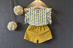 Girls Pineapple Sleeve Shorts Set