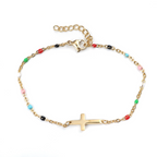 Dainty Cross Beaded Bracelet
