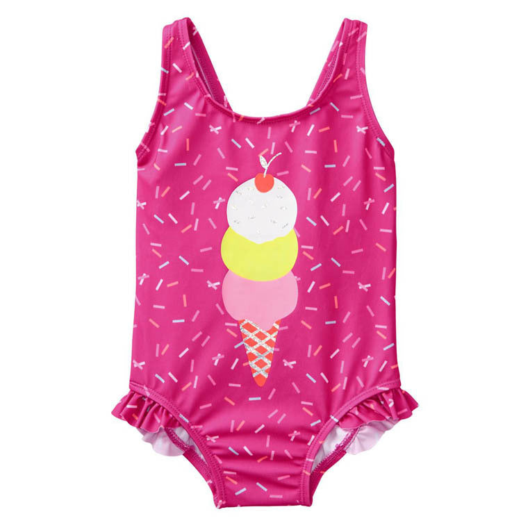 Girls' UPF Ice Cream Print One-Piece Swimsuit