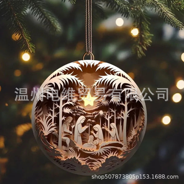 3D Acrylic Nativity Christmas Ornament | Holiday Decor