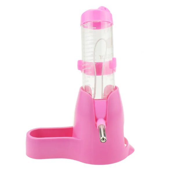 Small Pet Water Bottle with Stand & Food Dish, No-Drip Hanging Dispenser for Hamsters Guinea Pigs Rabbits Rats, Leak-Proof Feeder Combo