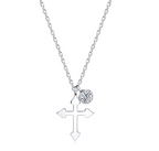 Cross Pendant Necklace with Zirconia Charm