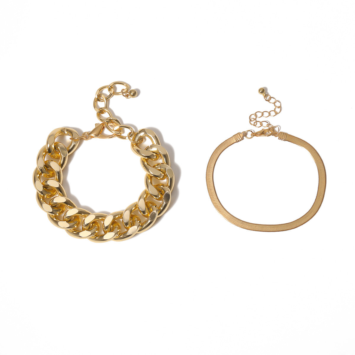 Gold Herringbone Flat Chain Bracelet
