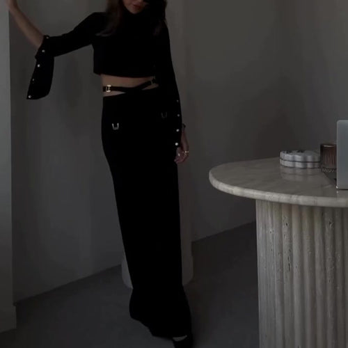 2024 Autumn New Women's Crop Top and High-Waist Pants Set