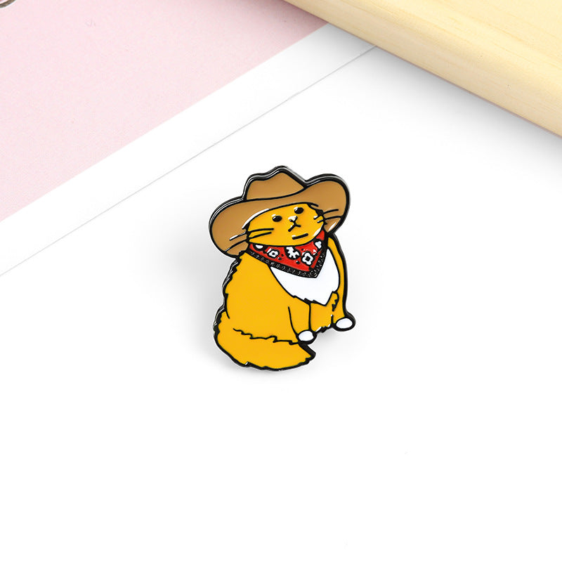 Cowboy Cat Enamel Pin Brooch
