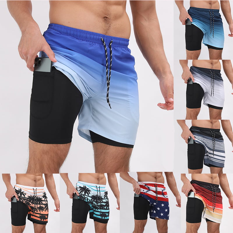 Men's Quick Dry Double-Layer Swim Trunks