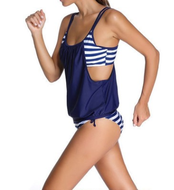 Layered Tankini Set with Tie-Side Bottom