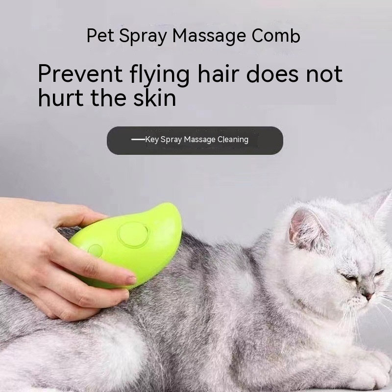 3-in-1 Steamy Pet Grooming Brush for Cats & Dogs, Electric Massage Comb with Silicone Bristles, Removes Loose Hair & Dander, Reduces Shedding, Rechargeable