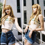 Women's Green High Neck Crop Top
