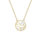 Gold Dog Pendant Necklace with Shell Inlay