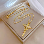 Winged Caduceus Pendant Necklace
