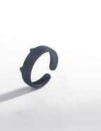 Black Enamel Cat Ear Adjustable Ring