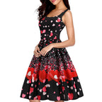 Piano Keys and Music Note Print Sleeveless Swing Dress