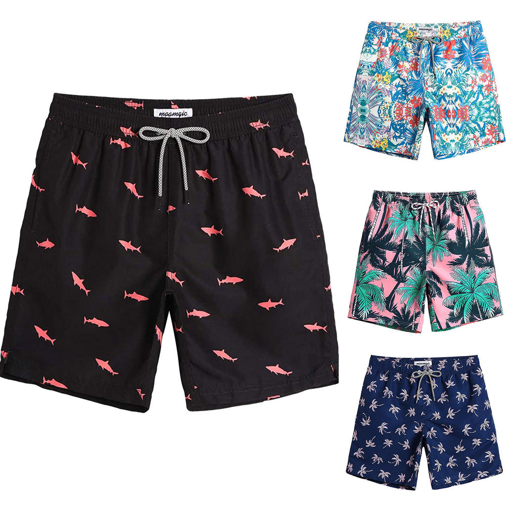Men's Shark Print Swim Trunks